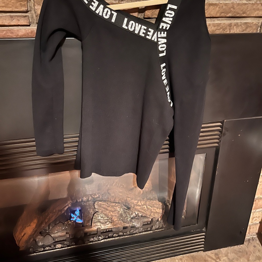 Black Sweater with Love Detail